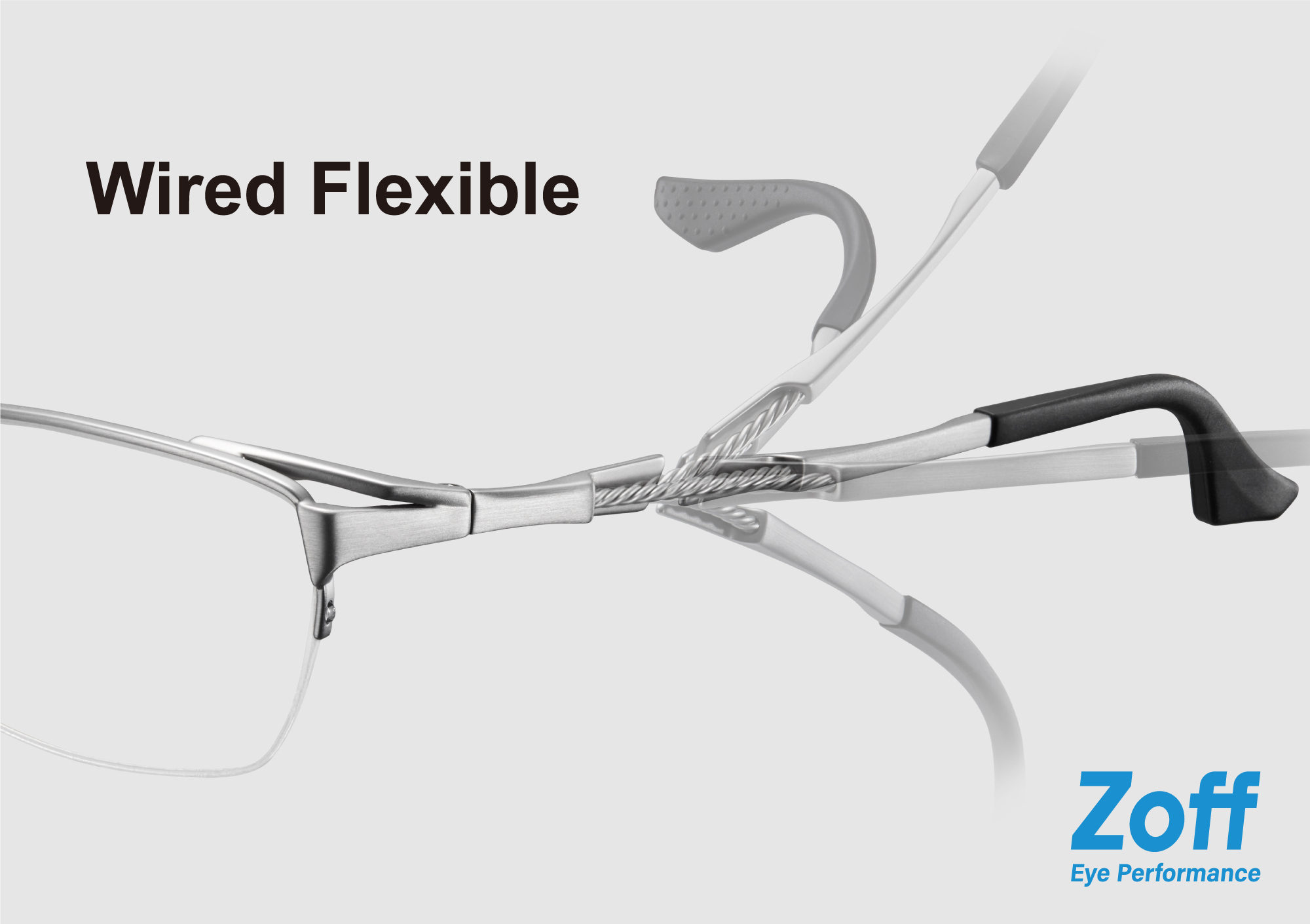 Zoff初！ワイヤー構造の新作ビジネスフレーム「Wired Flexible」が登場。1本でビジネスにも休日のアクティブシーンにも。